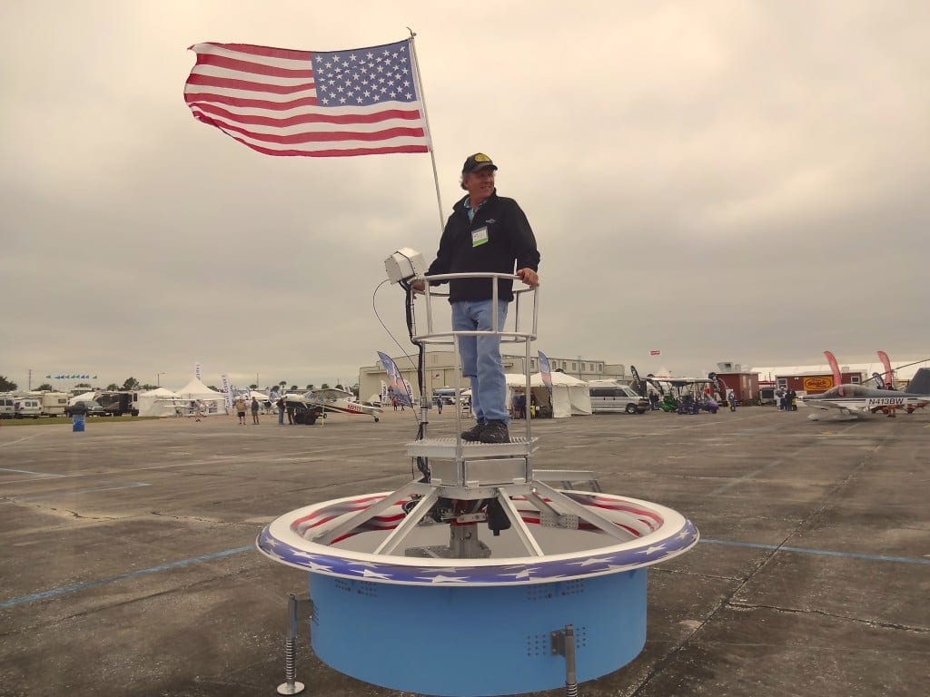 Flying Platform, LLC, of Lake Placid, Florida, showed its modern adaptation of the 1950’s Hiller Flying Platformd. It did not fly at the Sebring Expo.