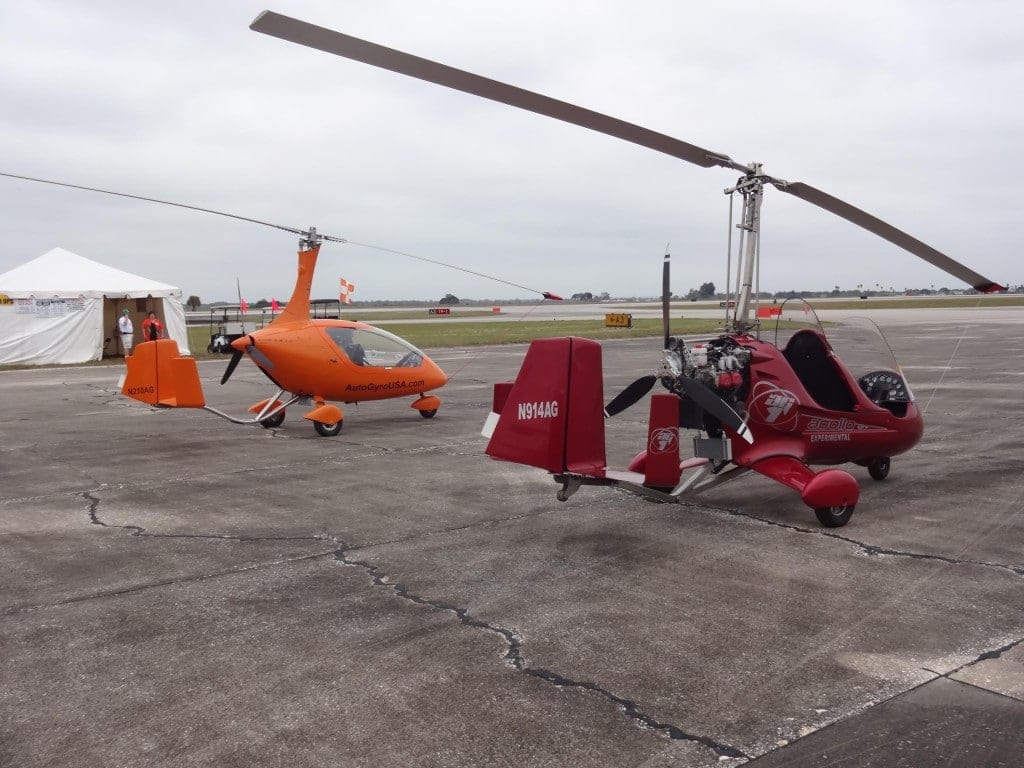 Slick, European designed gyroplanes were very busy with demo rides even when ceilings were low in Sebring.