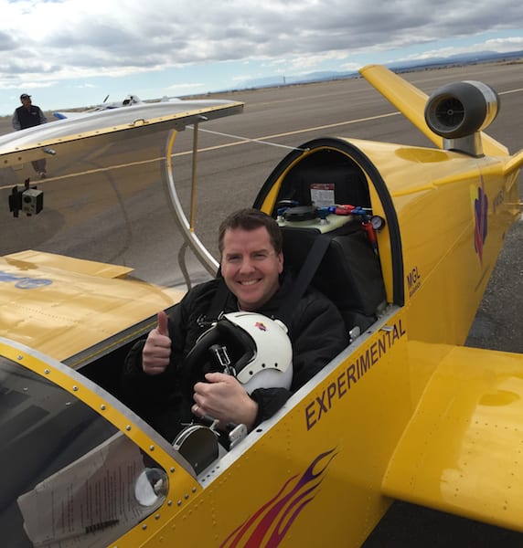 Jeremy Monnett gives the thumbs-up after one of his first flights in SubSonex JSX-2.