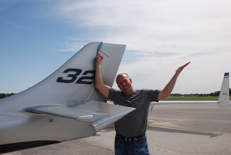 Patey shows the paper towel, tattered, but still stuck in place after landing in Winter Haven, Florida. 