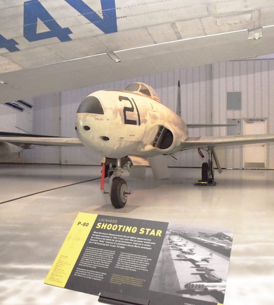 The Museum's P-80 Shooting Star aircraft became the F-80, the U.S. military's first jet fighter. 
