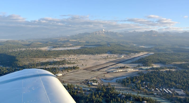 A welcome sight: Pagosa Springs’ Stevens Field bathed in sunlight the morning of the race. Ten hours before, the visibility was near zero with blowing snow. It’s the closest SARL race to Race 53’s home base, and should have taken just a hair over two hours to reach. Instead, it took air racer William E. Dubois two days to get from his home base to the race, thanks to challenging weather. Rising above the field is the 12,640-foot Pagosa Peak. In the far distance the tops of the Colorado Rockies rise to above 14,000 feet. (Photo by William E. Dubois)