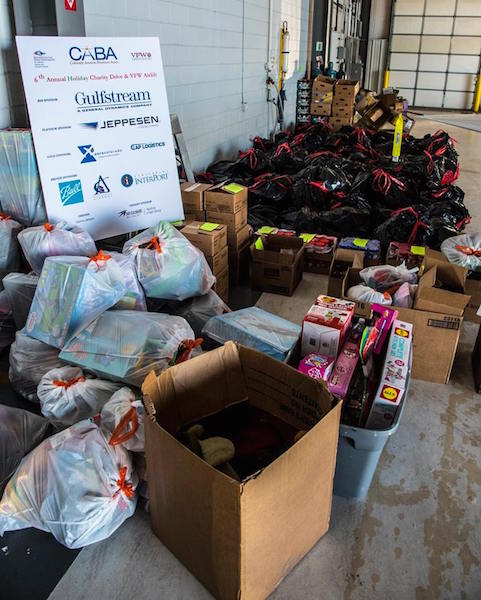 All the food and toys collected for the CABA VFW Airlift