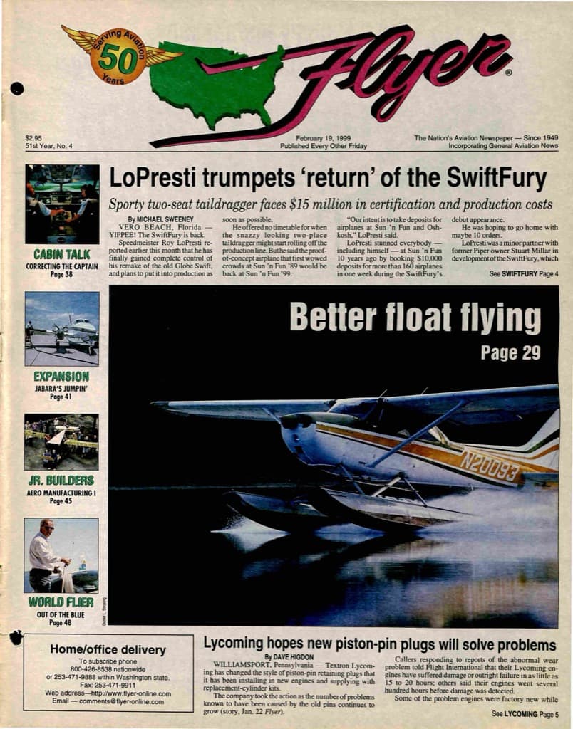 Cover of the February 19, 1999 edition of General Aviation News