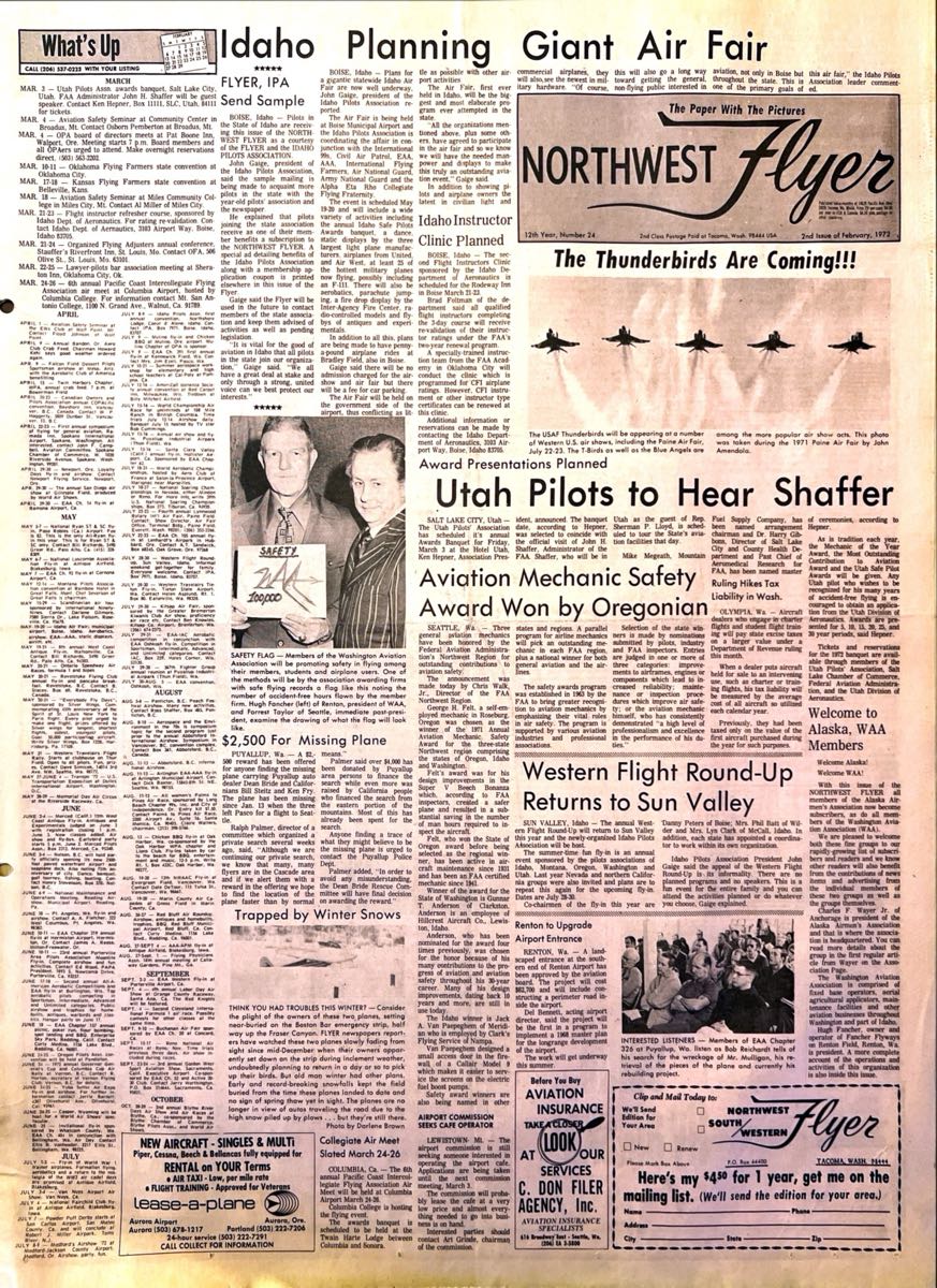 Cover of the February 20, 1972 edition of The Northwest Flyer