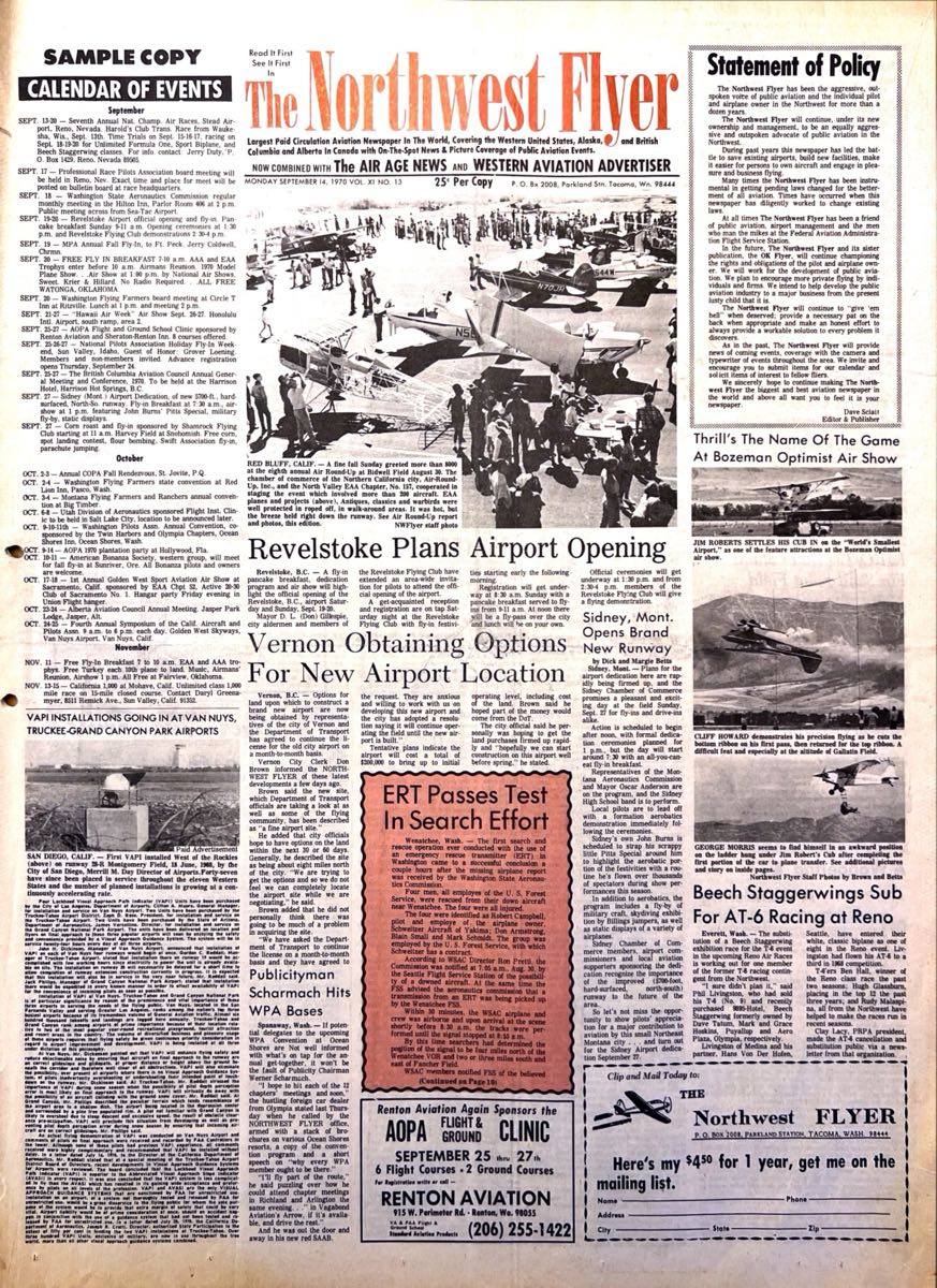 Cover of the September 14, 1970 edition of The Northwest Flyer