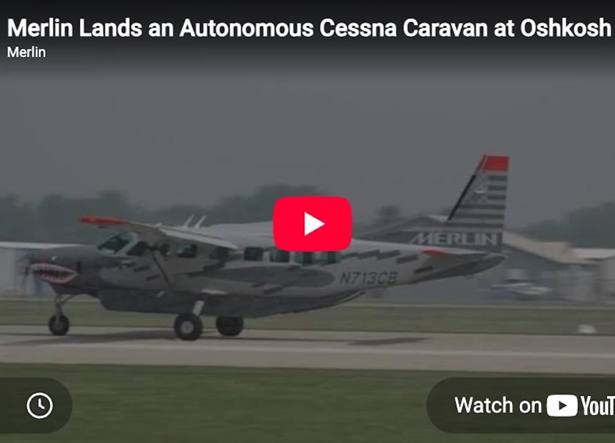 Cessna 208B Grand Caravan equipped with Merlin Pilot AI landing autonomously on Runway 27 at Oshkosh